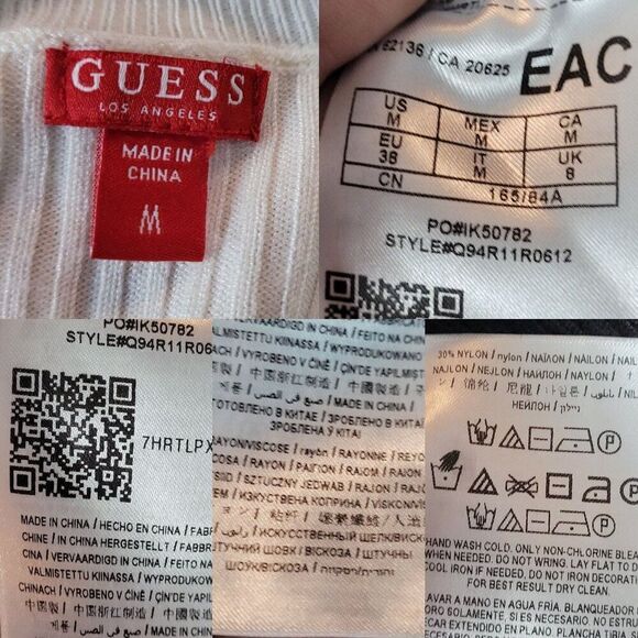 Vtg 90s Guess Womens White Striped Ribbed Knit Sweater Sz M Peekaboo Cutout - Picture 3 of 8